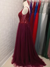 Load image into Gallery viewer, Sexy Deep V neck Side Split Long Evening Dresses New Arrivals