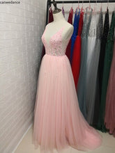 Load image into Gallery viewer, Sexy Deep V neck Side Split Long Evening Dresses New Arrivals