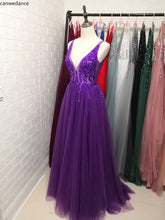 Load image into Gallery viewer, Sexy Deep V neck Side Split Long Evening Dresses New Arrivals