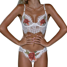 Load image into Gallery viewer, Sexy Embroidered Costumes Lingerie Open Bra Crotch Porno Lace