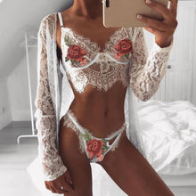 Load image into Gallery viewer, Sexy Embroidered Costumes Lingerie Open Bra Crotch Porno Lace