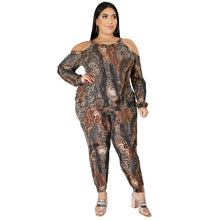 Load image into Gallery viewer, Sexy Femalel Serpentine Printed Two Piece Set Women Off Shoulder - Sophornlilly