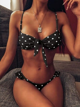 Load image into Gallery viewer, Sexy Green Bow Polka Dot Bikini Women Micro Swimwear Female Swimsuit - Sophornlilly