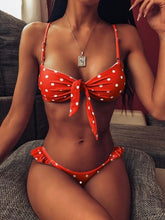 Load image into Gallery viewer, Sexy Green Bow Polka Dot Bikini Women Micro Swimwear Female Swimsuit - Sophornlilly