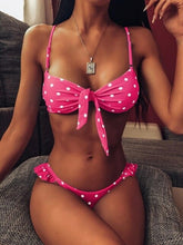 Load image into Gallery viewer, Sexy Green Bow Polka Dot Bikini Women Micro Swimwear Female Swimsuit - Sophornlilly
