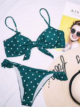 Load image into Gallery viewer, Sexy Green Bow Polka Dot Bikini Women Micro Swimwear Female Swimsuit - Sophornlilly