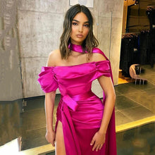 Load image into Gallery viewer, Sexy High Side Split Evening Dress Off Shoulder Short Sleeve