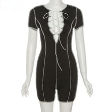 Load image into Gallery viewer, Sexy Hollow Out Stitching Skinny Rompers Women Summer Short - Sophornlilly