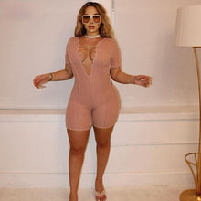 Load image into Gallery viewer, Sexy Hollow Out Stitching Skinny Rompers Women Summer Short - Sophornlilly