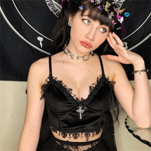Load image into Gallery viewer, Sexy Lace Camis Top Women Summer Streetwear Y2K Gothic Black Camisole