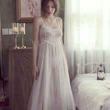 Load image into Gallery viewer, Sexy Lace Sleepwear Women Slit Vintage Nightgowns See Through Sleeping
