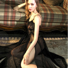 Load image into Gallery viewer, Sexy Lace Sleepwear Women Slit Vintage Nightgowns See Through Sleeping