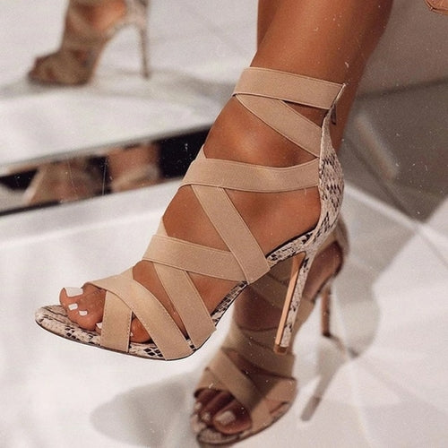 Sexy Ladies Peep Toe Shoes High Heels Women Sandals Zipper High