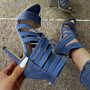 Sexy Ladies Peep Toe Shoes High Heels Women Sandals Zipper High