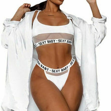 Load image into Gallery viewer, Sexy Lingerie Underwear Set Letter Print Bra Low Waist Black White