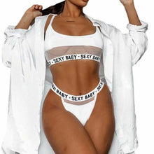 Load image into Gallery viewer, Sexy Lingerie Underwear Set Letter Print Bra Low Waist Black White