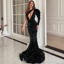 Load image into Gallery viewer, Sexy Long Sleeves Muslim Mermaid Evening Dresses Deep V Neck One