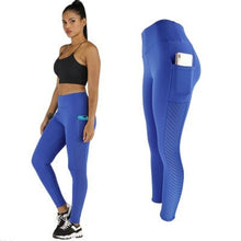 Load image into Gallery viewer, Sexy Mesh Woman fitness leggings Side pockets Splice push up leggings