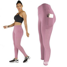 Load image into Gallery viewer, Sexy Mesh Woman fitness leggings Side pockets Splice push up leggings