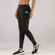 Load image into Gallery viewer, Sexy Mesh Woman fitness leggings Side pockets Splice push up leggings