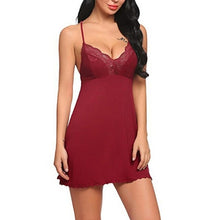 Load image into Gallery viewer, Sexy Night Dress for Women Deep V Lace Sleepwear Lingerie Backless