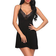 Load image into Gallery viewer, Sexy Night Dress for Women Deep V Lace Sleepwear Lingerie Backless