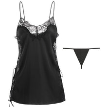 Load image into Gallery viewer, Sexy Nightdress Deep V Lace Sleepwear Women Lingerie Silk Satin