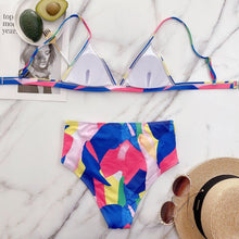 Load image into Gallery viewer, Sexy Print Belt Female Swimsuit High Waist Bikini Women Swimwear Push - Sophornlilly