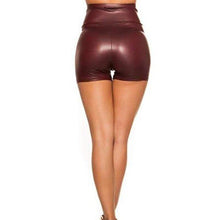 Load image into Gallery viewer, Sexy Pu Leather Shorts Women Zipper Red Black High Waist Shorts Sexy - Sophornlilly