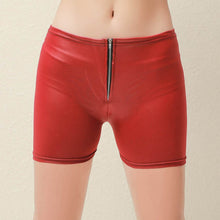 Load image into Gallery viewer, Sexy Pu Leather Shorts Women Zipper Red Black High Waist Shorts Sexy