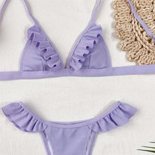 Load image into Gallery viewer, Sexy Ruffled Purple Bikini Women Swimwear Female Swimsuit Push Up - Sophornlilly