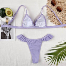 Load image into Gallery viewer, Sexy Ruffled Purple Bikini Women Swimwear Female Swimsuit Push Up - Sophornlilly