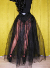 Load image into Gallery viewer, Sexy See Thru Black Tutu Overskirt  A line Tulle Skirt Women 3
