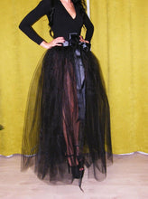 Load image into Gallery viewer, Sexy See Thru Black Tutu Overskirt  A line Tulle Skirt Women 3