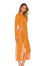 Load image into Gallery viewer, Sexy See through Beach Dress Single breasted Long sleeved High Slit