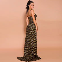 Load image into Gallery viewer, Sexy Sequined Mermaid Evening Dresses V Neck Sleeveless Muslim Open