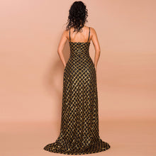 Load image into Gallery viewer, Sexy Sequined Mermaid Evening Dresses V Neck Sleeveless Muslim Open
