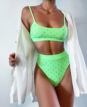 Load image into Gallery viewer, Sexy Shiny High Waist Bikinis Swimwear Push Up Women's Swimsuits High - Sophornlilly