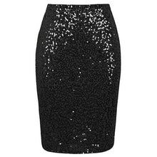 Load image into Gallery viewer, Sexy Shiny Sequin Skirt Women High Waist Glitter Gold Silver Stretchy