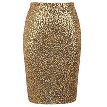 Load image into Gallery viewer, Sexy Shiny Sequin Skirt Women High Waist Glitter Gold Silver Stretchy