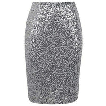 Load image into Gallery viewer, Sexy Shiny Sequin Skirt Women High Waist Glitter Gold Silver Stretchy
