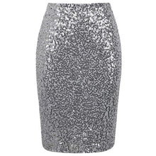Load image into Gallery viewer, Sexy Shiny Sequin Skirt Women High Waist Glitter Gold Silver Stretchy
