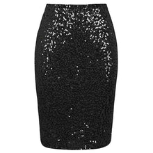 Load image into Gallery viewer, Sexy Shiny Sequin Skirt Women High Waist Glitter Gold Silver Stretchy