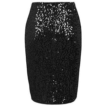 Load image into Gallery viewer, Sexy Shiny Sequin Skirt Women High Waist Glitter Gold Silver Stretchy