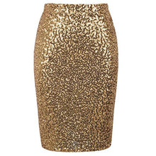 Load image into Gallery viewer, Sexy Shiny Sequin Skirt Women High Waist Glitter Gold Silver Stretchy