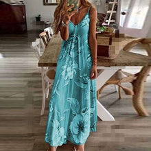 Load image into Gallery viewer, Sexy Sling V Neck Boho Long Dress Casual Summer Sleeveless Maxi Beach