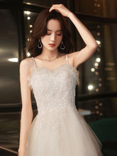 Load image into Gallery viewer, Sexy Spaghetti Straps Tiered White Evening Dresses Ruched Beads Female