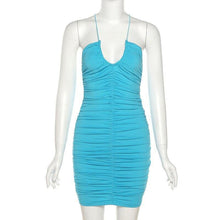Load image into Gallery viewer, Sexy Summer Dress Women Sleeveless Cross Slip Bodycon Dress Solid Fold - Sophornlilly