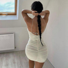 Load image into Gallery viewer, Sexy Summer Dress Women Sleeveless Cross Slip Bodycon Dress Solid Fold - Sophornlilly