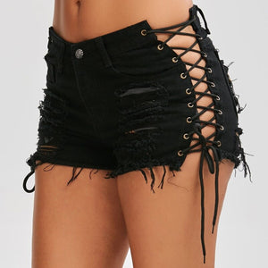 Sexy Summer Women Denim Shorts 2020 New Black Blue High Waist Ripped